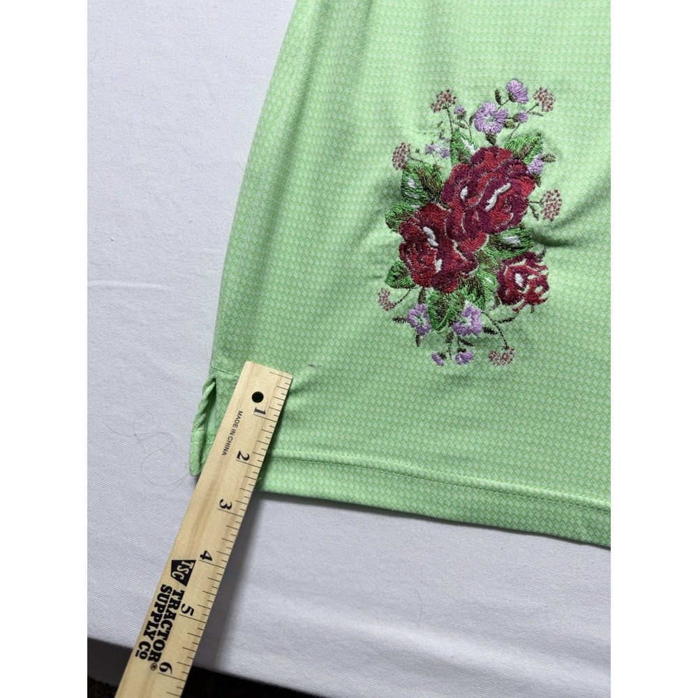 Ben Hogan Performance Polo Shirt L Green Custom Floral Embroidered Golf Shirt - Picture 7 of 16